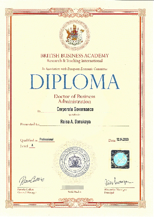 Diploma Doctor of Business Administration