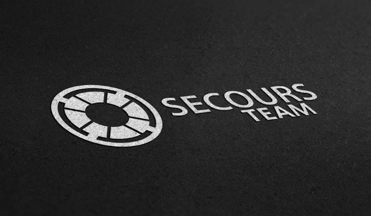 Логотип Secours Team белый для чёрного фона
